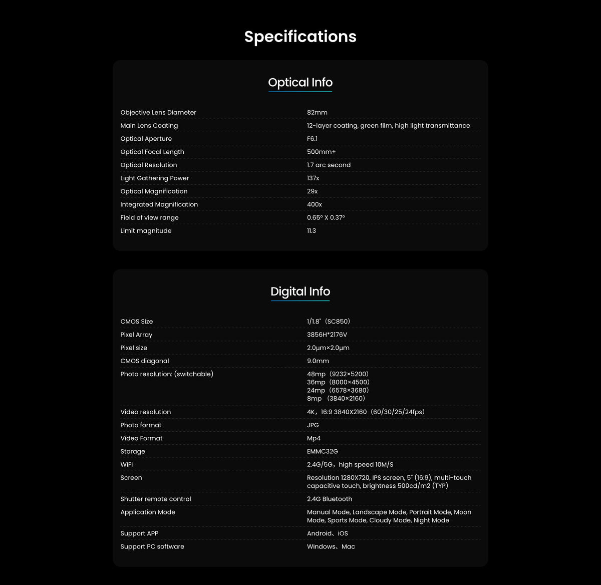 Finder TW2 - Capture the Cosmos in Stunning 4K with AI Precision