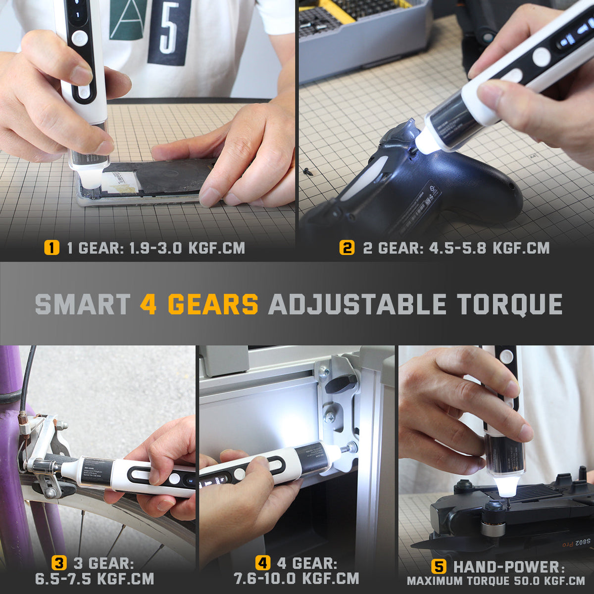 Jakemy All-Purpose High Torque Screwdriver Set - Manual RS04 or Smart 4 Torque RS