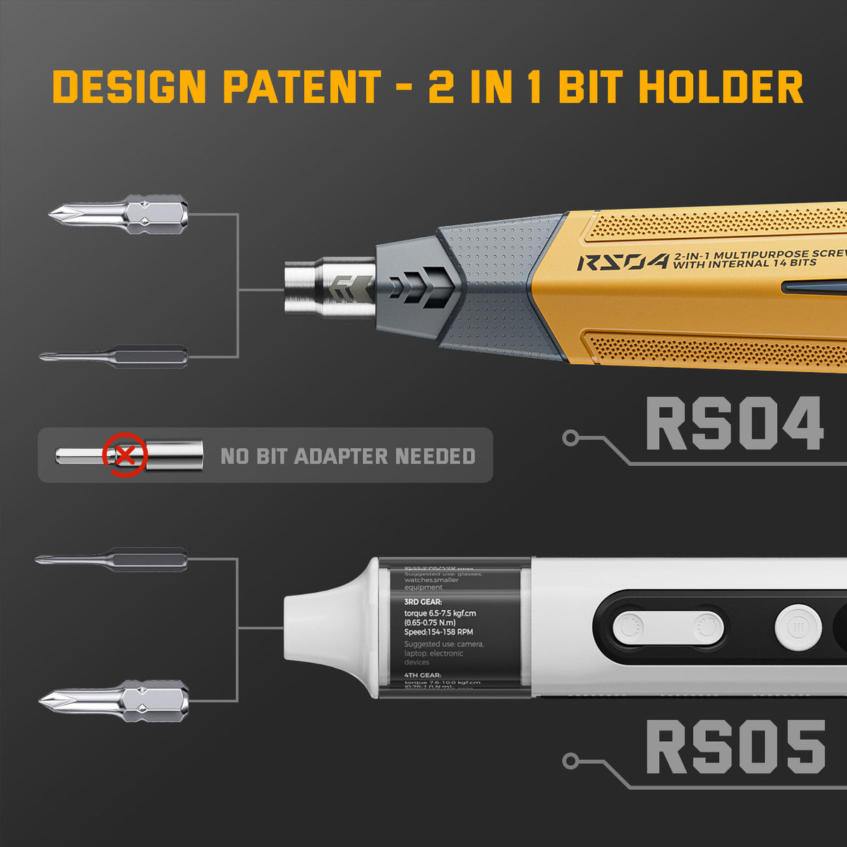 Jakemy All-Purpose High Torque Screwdriver Set - Manual RS04 or Smart 4 Torque RS