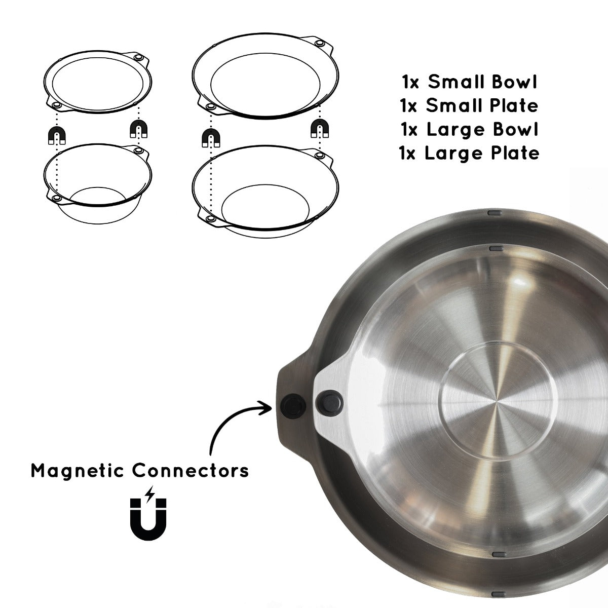 Magware Magnetic Bowls & Plates (4-Piece Set)
