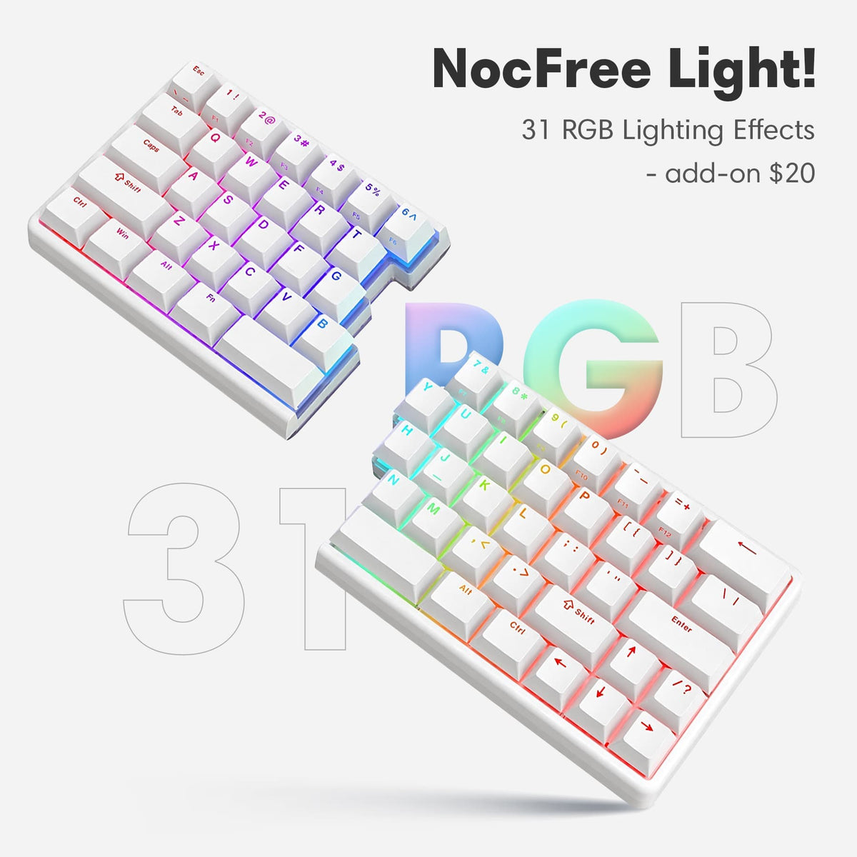 NocFree Lite Wireless Split Keyboard - Stay Comfortable &amp; Productive with a Wireless Split Keyboard That Just Works