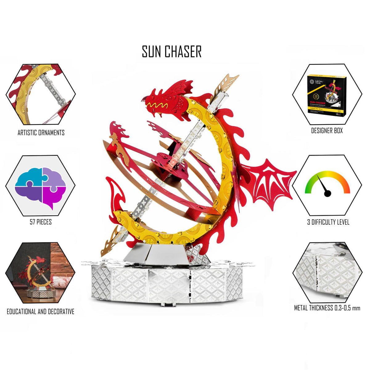 Metal Time Models - Sun Chaser Stylish Clock