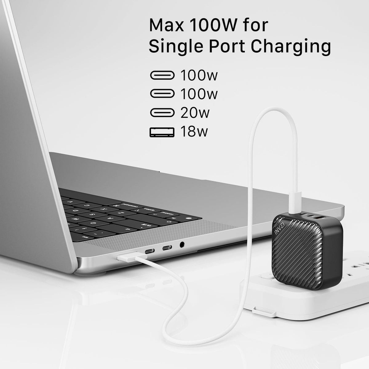 INVZI Power Adapters &amp; Chargers INVZI GaNHub 100W GaN USB-C Charger 4-Port 3C1A (GaNHub 100W)