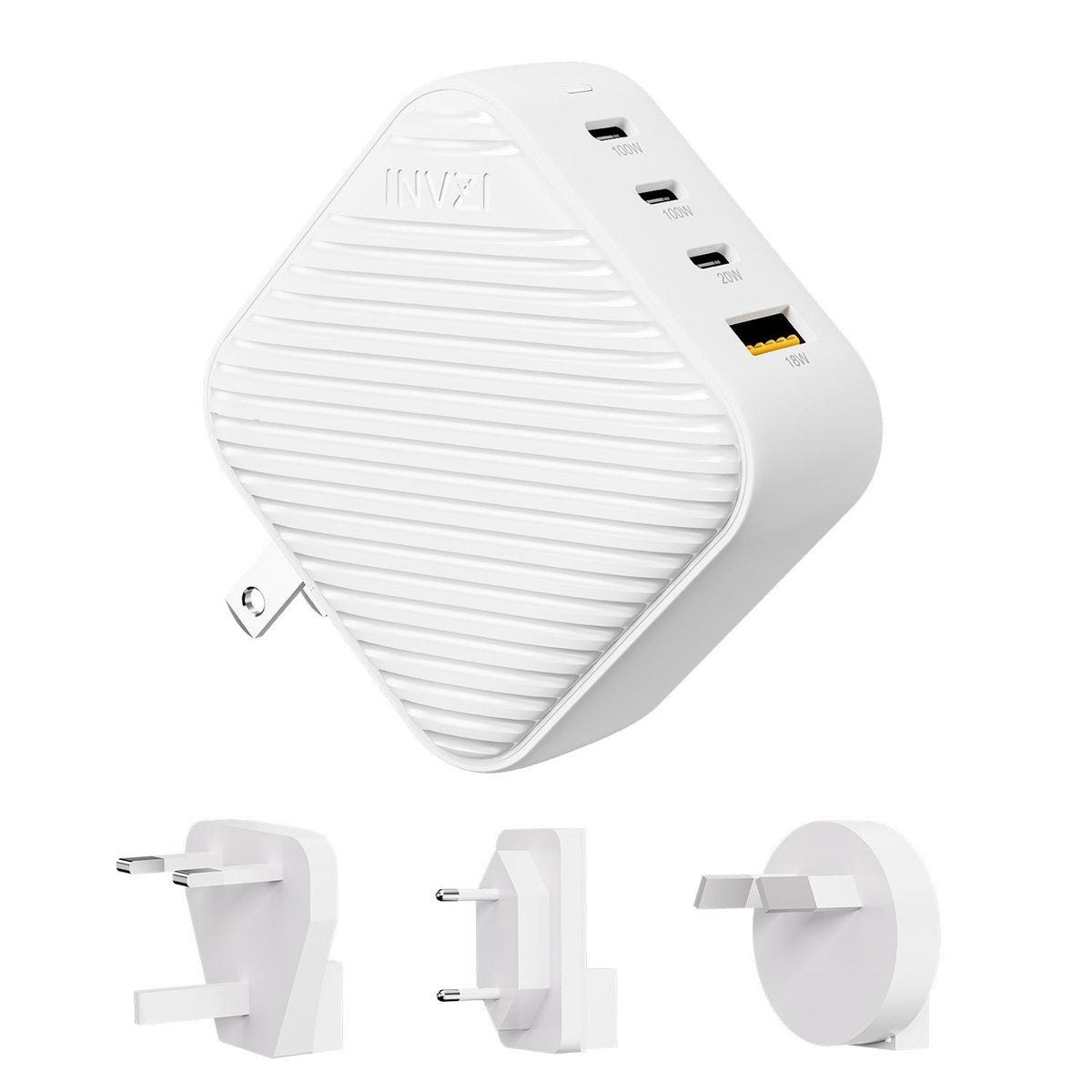 INVZI GaNHub 100W GaN USB-C Charger 4-Port 3C1A (GaNHub 100W) - INVZI