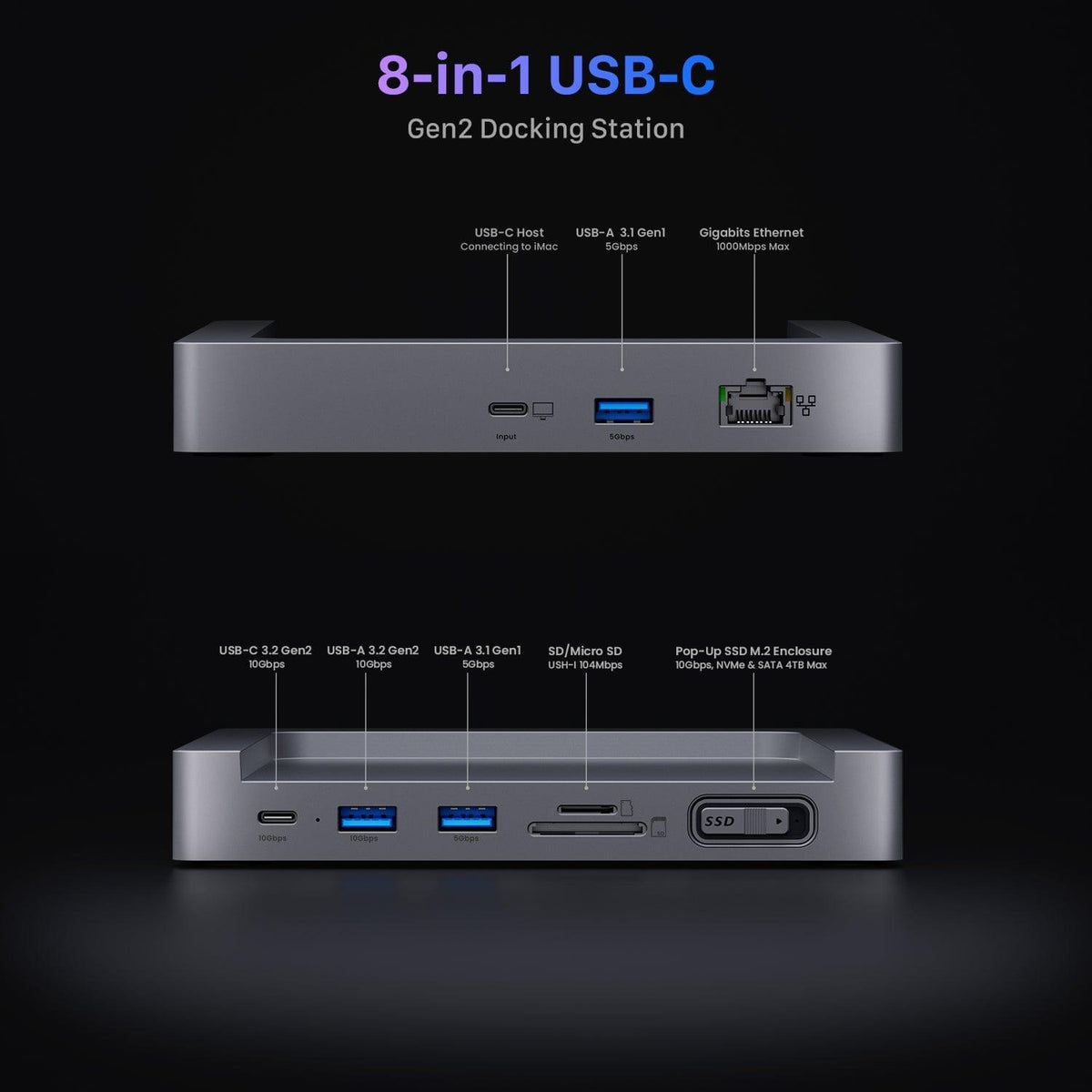 INVZI INVZI MagHub 2 Pop-Up SSD 8-in-1 USB-C Docking Station